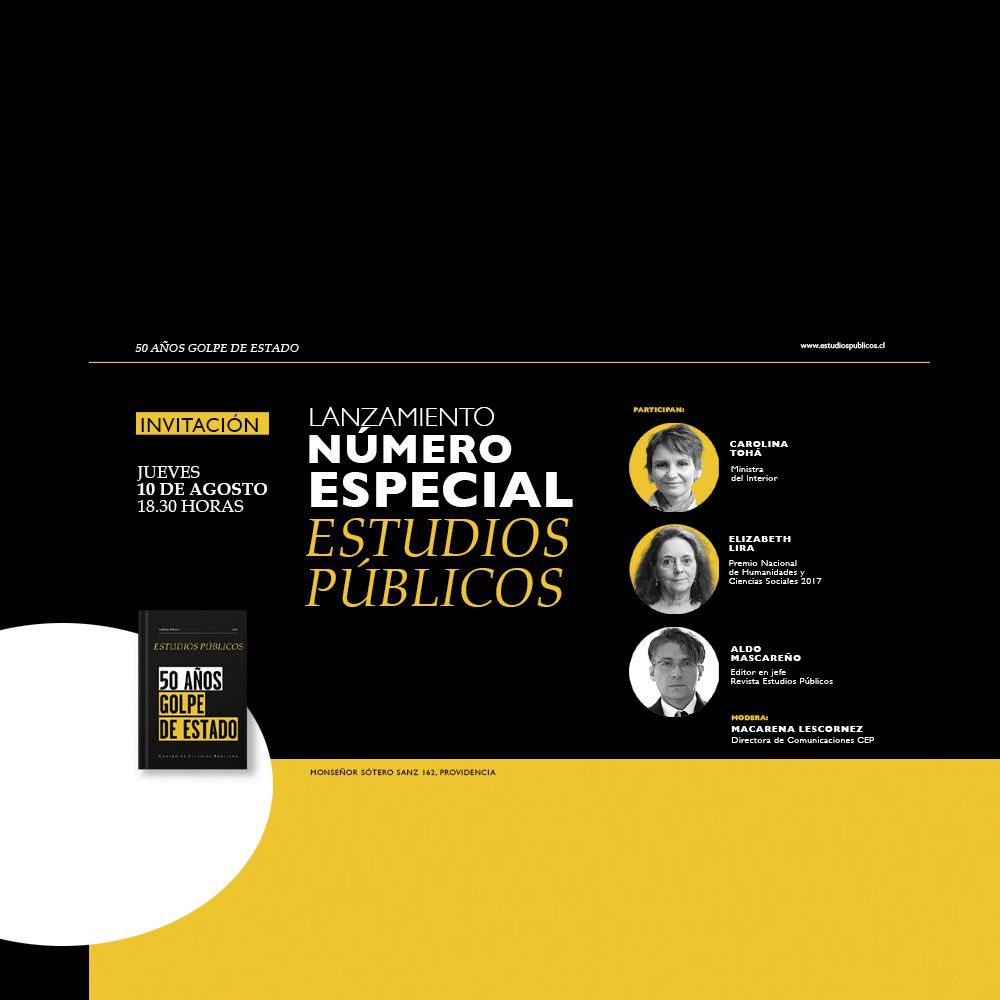 Lanzamiento número especial Revista Estudios Públicos con Carolina Tohá y Elizabeth Lira